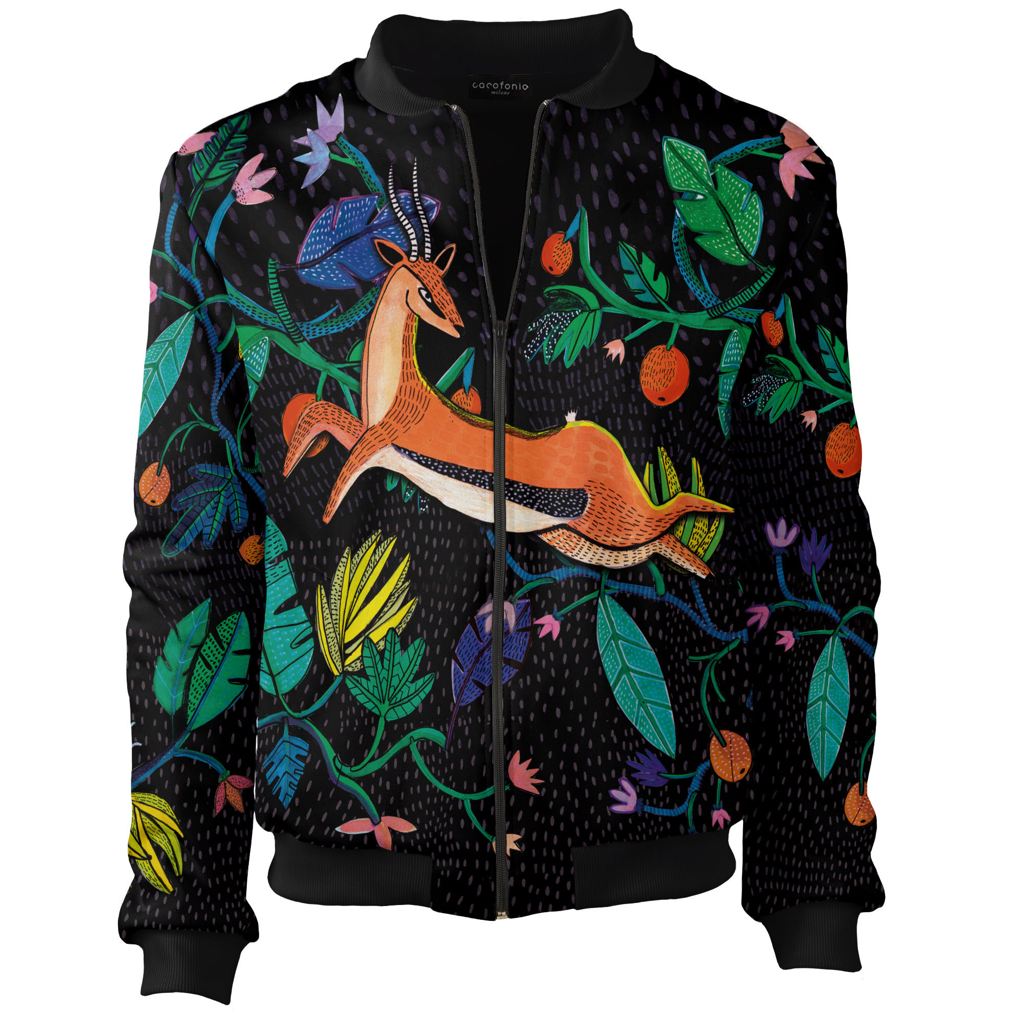Gazelle bomber jacket clothes inspired by art Jungle Aga Głód ubrania ręcznie robione handmade Cacofonia2