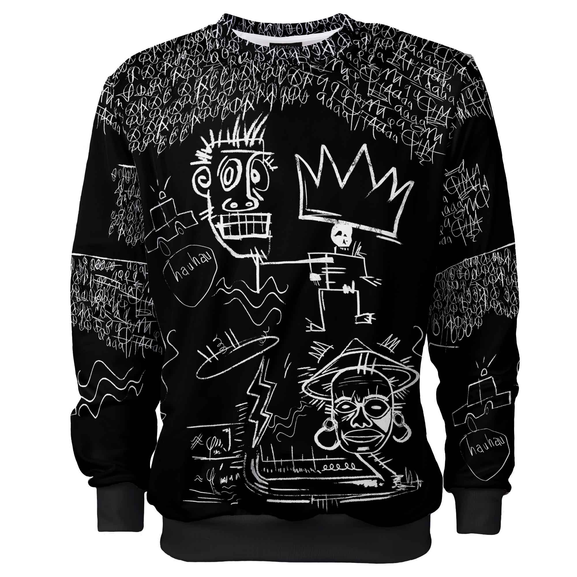 King Dark_czarna bluza z graffiti-sztuka prymitywistyczna-bluza afrykańska