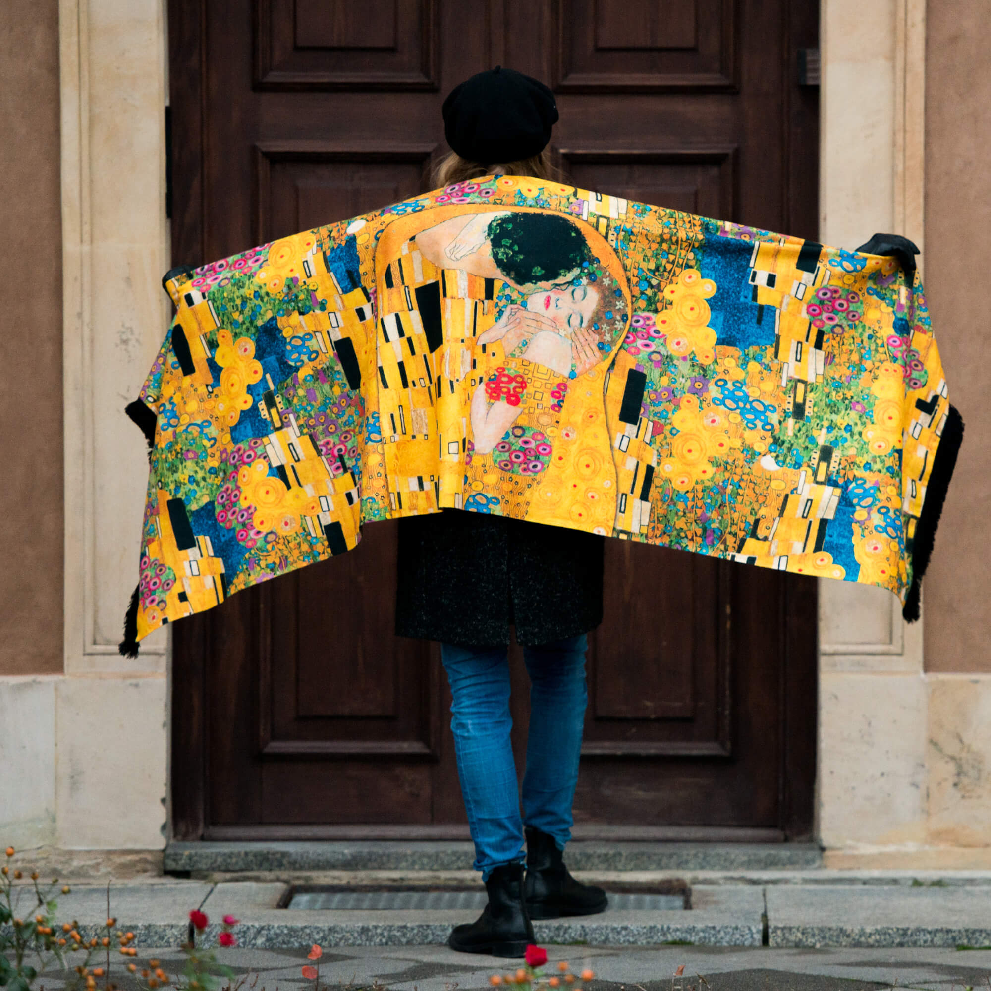 Kiss Klimt winter shawl Cacofonia art scarf