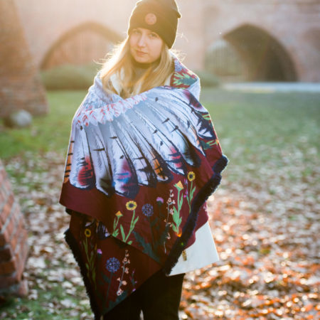 Red Owl Scarf big scarves gift ideas handmade boho shawl Cacofonia