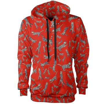 Raining Cats-czerwona bluza z kapturem-bluza w koty