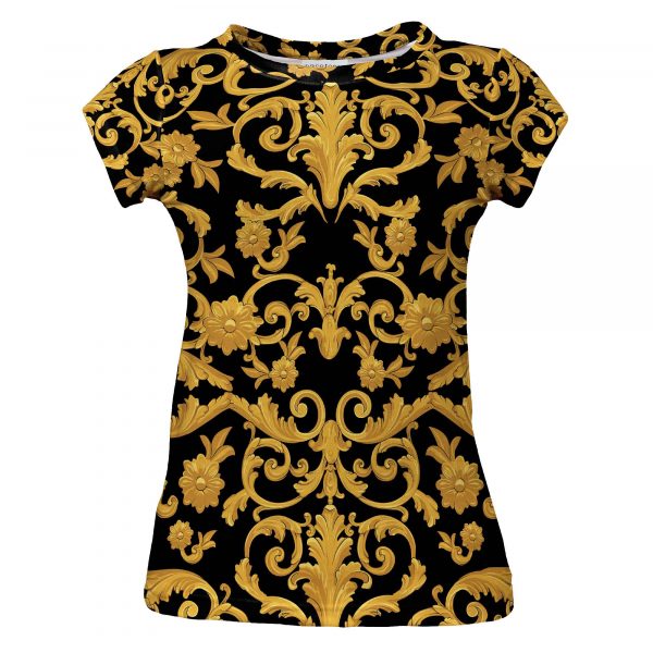 Black and gold Gate shirt. Clothes with art sewn in Poland