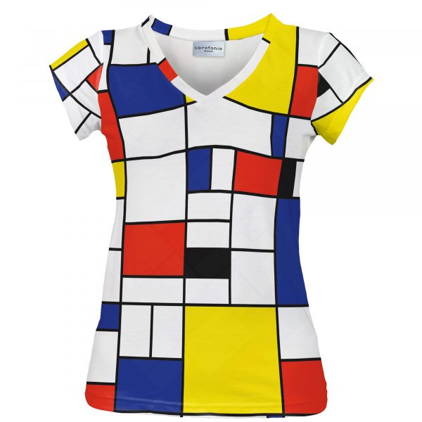 Colorful tshirtv-neck Piet Mondrian