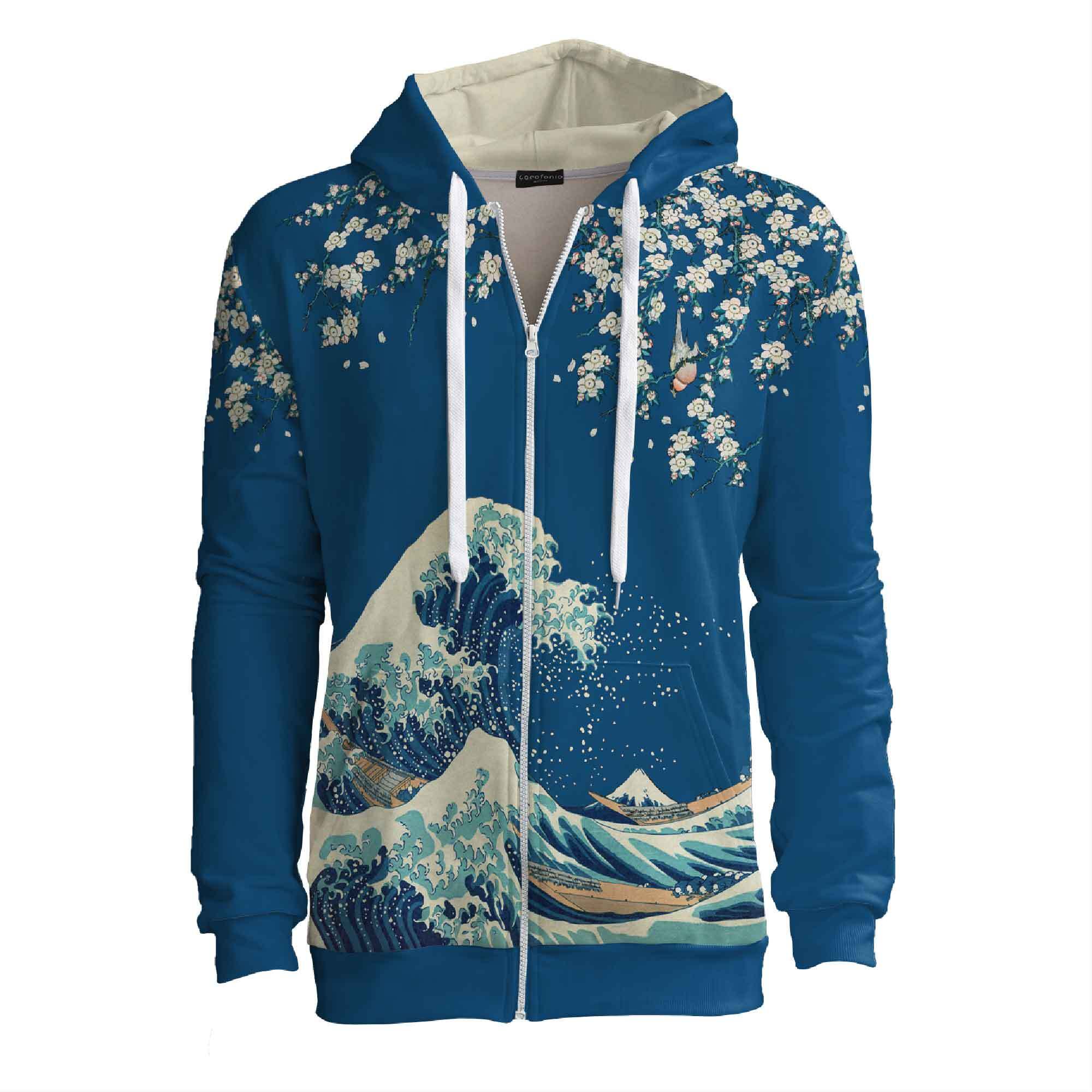 Flower-Wave-Zip-up-hoodie-Hokusai-Great-Wave