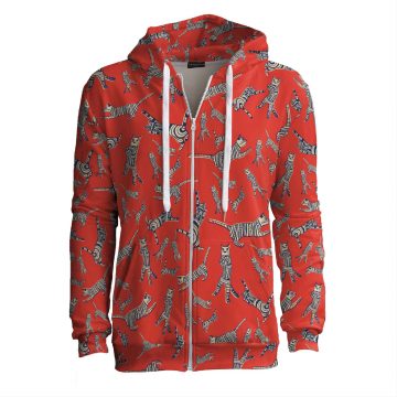 red zip up hoodie with cats