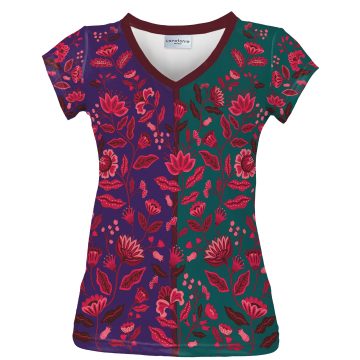 kolorowy t-shirt v-neck