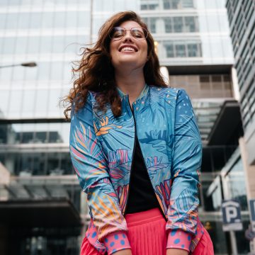 niebieski bomber jacket