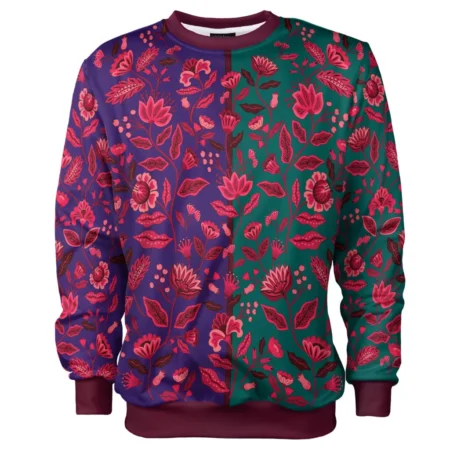 Bluza bez kaptura Cacofonia Duo Colors w kwiaty, miękka w dotyku, z kolorowymi detalami dla wyjątkowego looku.