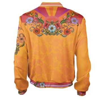 Kolorowa bomberka damska w kwiaty w stylu retro, luźny krój, wygodna, idealna na wiosnę, lato i jesień, także plus size.